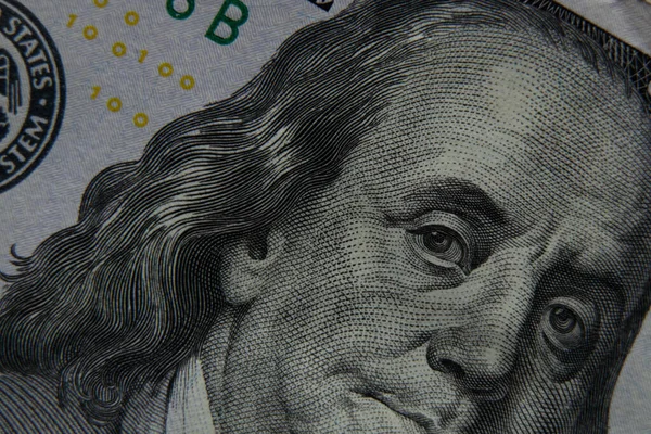 American Hundred Dollar Bill Close Macro Photo — 스톡 사진