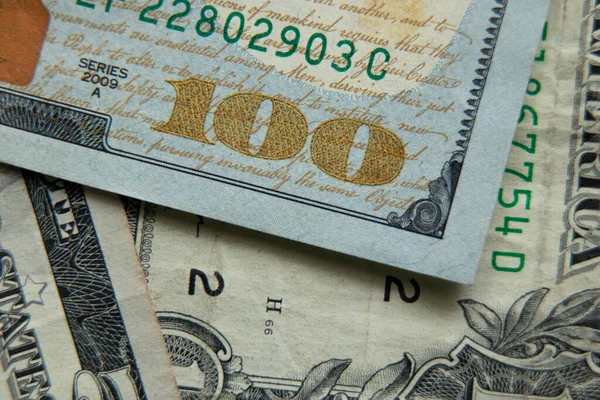 American Hundred Dollar Bill Close Macro Photo — 스톡 사진