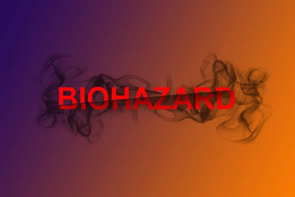 biohazard word in english in smoke on background effect gradient, warning sign