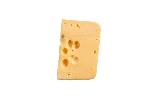 Zole Edilmiş Arkaplanda Delikleri Olan Peynir Parçası Yakın Plan — Stok fotoğraf