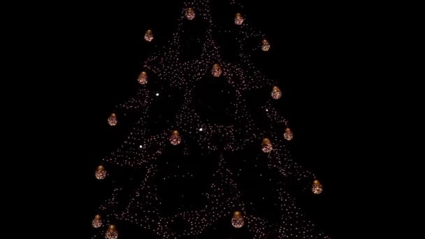 Árvore Natal Com Guirlandas Centro Cidade Dnipro Praça Ucrânia Noite — Vídeo de Stock