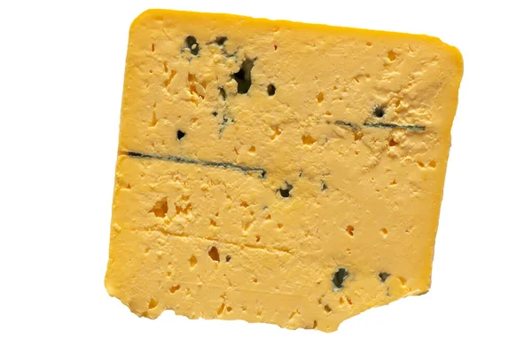 Κομμάτι Κίτρινο Τυρί Μπλε Μούχλα Απομονωμένο Φόντο Από Κοντά — Φωτογραφία Αρχείου