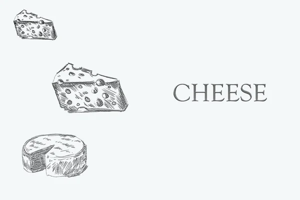 Freehand Drawing Cheese Slices Isolated Background Place Text Cheese — Stock Photo, Image