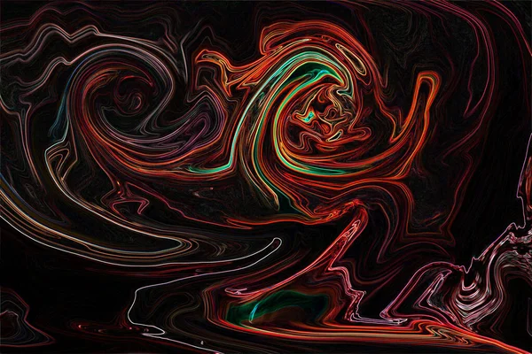 Linhas Onduladas Abstratas Multicoloridas Efeito Neon Fundo Preto Design Criativo — Fotografia de Stock