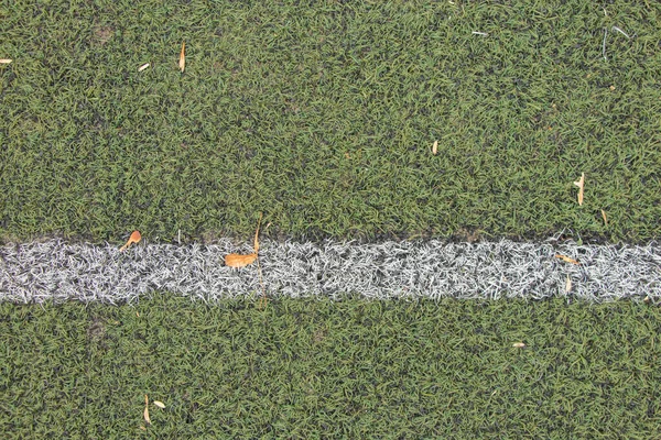 Campo Fútbol Verde Con Franja Blanca Que Divide — Foto de Stock