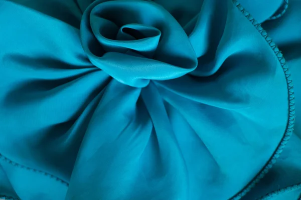 Синя Шовкова Зморщена Тканина Хвилях Фон Дизайну — стокове фото