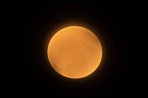 Lustre Plat Rond Sur Plafond Sombre Maison Brille Lumière Jaune — Photo