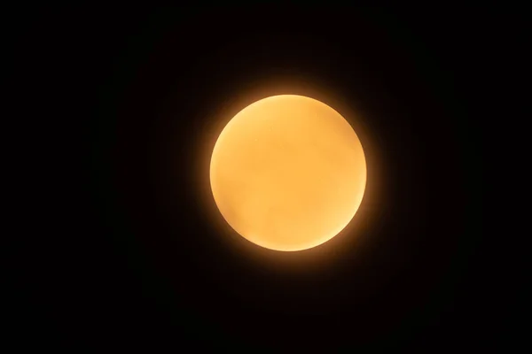 Lustre Plat Rond Sur Plafond Sombre Maison Brille Lumière Jaune — Photo