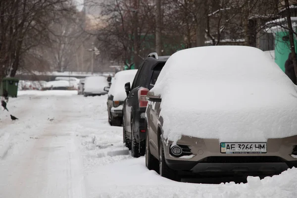 Ukraine Dnipro 2021 Snow Fell Residential Area City Dnipro City — Stock Photo, Image