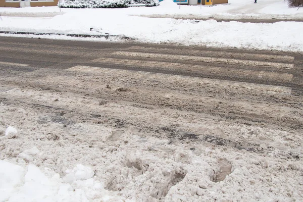 Road Snow Mud City Winter — Stock Photo, Image