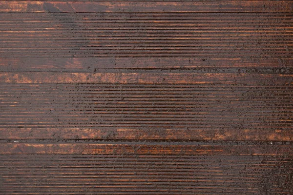 Holzboden Schmutzig Nass Braun Als Hintergrund Nahaufnahme — Stockfoto
