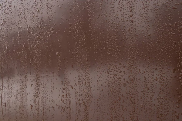 Dark Brown Metal Background Water Drops Close — Stock Photo, Image