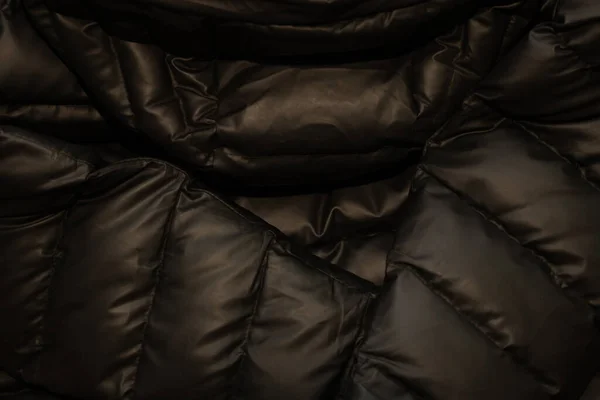 Veste Duvet Noir Hiver Gonflé Comme Fond Close — Photo