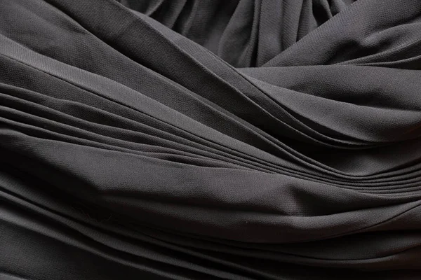Черная Волнистая Ткань Качестве Фона Крупным Планом — стоковое фото