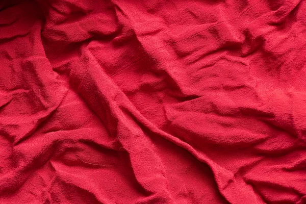 Κόκκινο Τσαλακωμένο Ύφασμα Βισκόζης Φόντο Close — Φωτογραφία Αρχείου