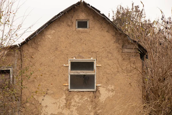Une Maison Argile Dans Village Vieux Délabré Ukraine Automne Dans — Photo