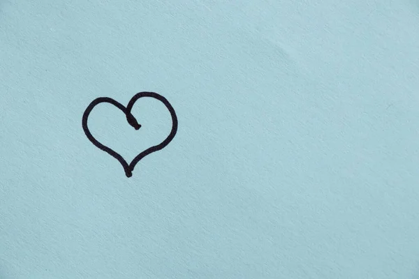 Drawn Heart Black Felt Tip Pen Colored Paper — Stock Photo, Image