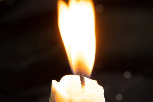 Свічкове Полум Чорному Фоні Макро Фото — стокове фото