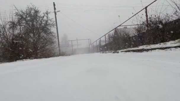 Neve Inverno Cai Uma Área Residencial Cidade Dnipro Ucrânia — Vídeo de Stock