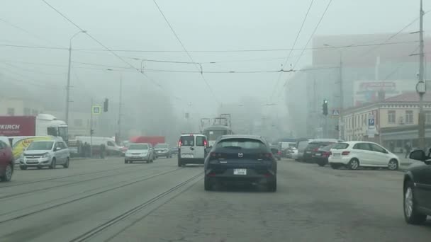 Ukraine Dnipro 2021 Filming Video Car Movement City Roads Urban — Stockvideo