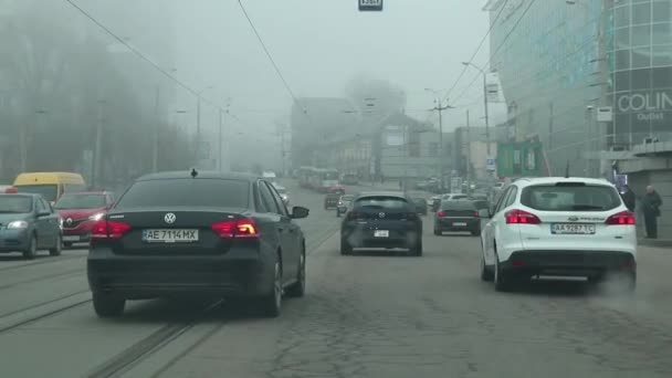 Ukraine Dnipro 2021 Filming Video Car Movement City Roads Urban — Video