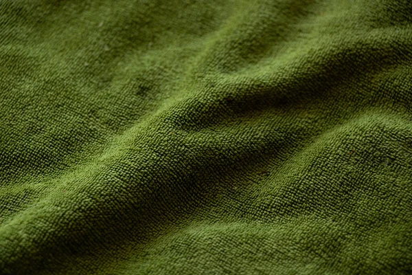 Zelená Froté Měkký Ručník Jako Pozadí Close — Stock fotografie