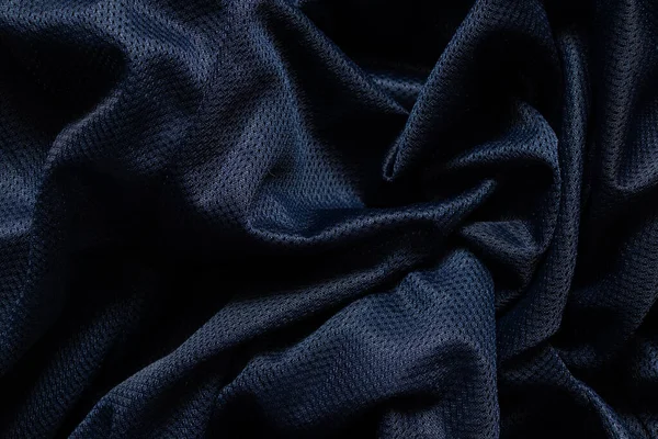 Темно Синя Тканина Зморщена Фон Крупним Планом — стокове фото