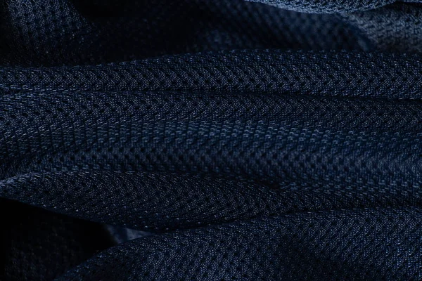 Tecido Azul Escuro Enrugado Como Fundo Close — Fotografia de Stock
