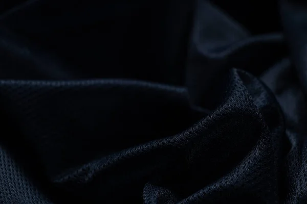 Темно Синя Тканина Зморщена Фон Крупним Планом — стокове фото