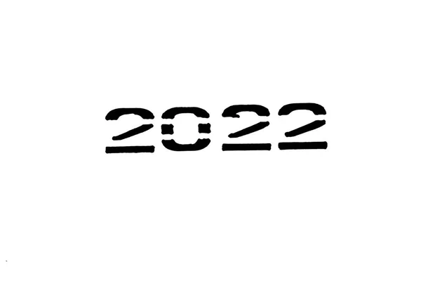 2022 Escrito Com Caneta Sobre Estêncil Sobre Papel Colorido Perto — Fotografia de Stock