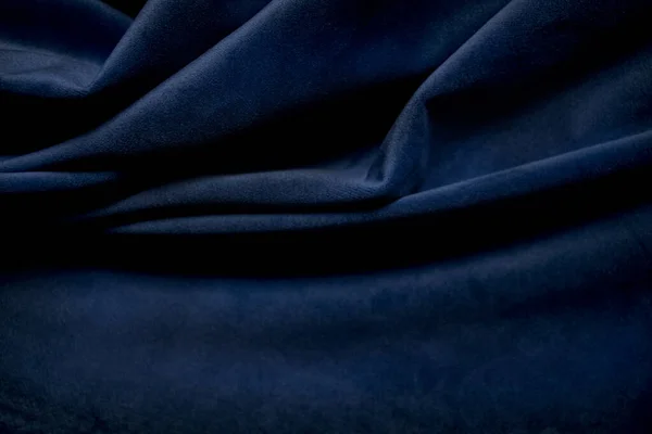 Темно Синяя Ткань Морщинистая Задний План — стоковое фото