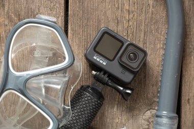 Ukrayna Dnepr 20.04.2021 - GoPro HERO 9 Siyah ve Şnorkel Maskesi, Tatil Hazırlığı