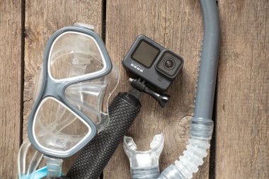 Ukrayna Dnepr 20.04.2021 - GoPro HERO 9 Siyah ve Şnorkel Maskesi, Tatil Hazırlığı