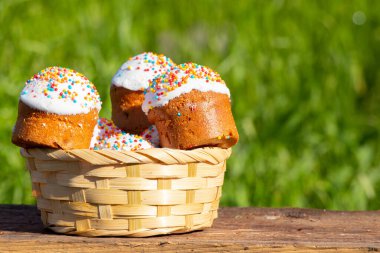 Paskalya pastası eski ahşap bir masada yakın plan, Paskalya tatili