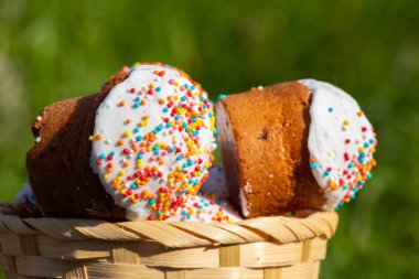 Paskalya pastası eski ahşap bir masada yakın plan, Paskalya tatili
