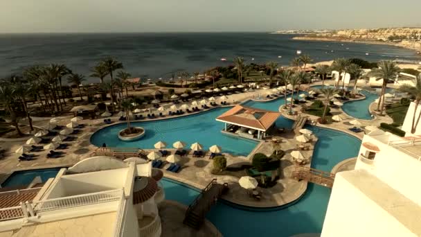 Egypten Sharm Sheikh 2021 Territoriet Hotellet Med Pool Stranden Röda — Stockvideo