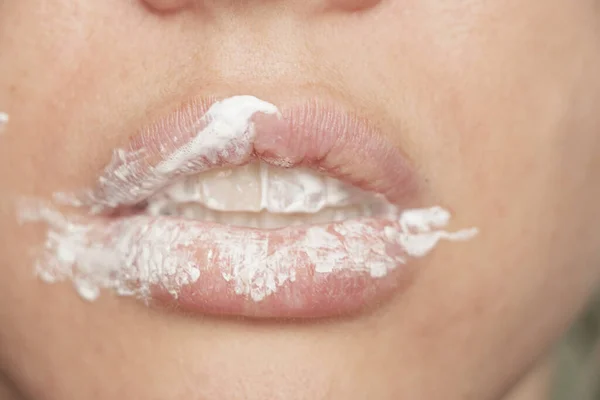 Female Teeth Toothpaste Brushing Teeth Close — Stock Photo, Image