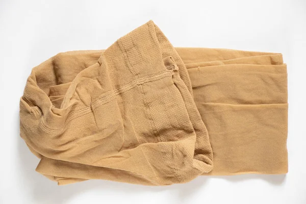 Dames Nylon Beige Panty Close Een Geïsoleerde Achtergrond Nylon Panty — Stockfoto