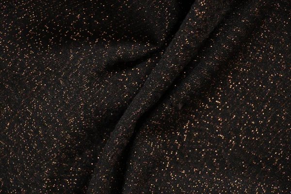 Tela Arrugada Negro Con Salpicaduras Brillantes Macro Foto Para Fondo —  Fotos de Stock