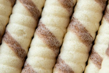 Çay, makro fotoğraf ve tatlı için waffle şekeri.