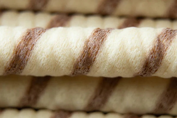 Waffelröhrchen Für Tee Makro Foto Dessert — Stockfoto