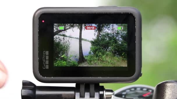 Ukraina Dnepr 2021 Gopro Hero Fast Styret Elektrisk Cykel Parken — Stockvideo