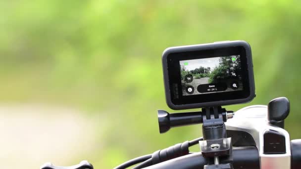 Ukraina Dnepr 2021 Gopro Hero Fast Styret Elektrisk Cykel Parken — Stockvideo