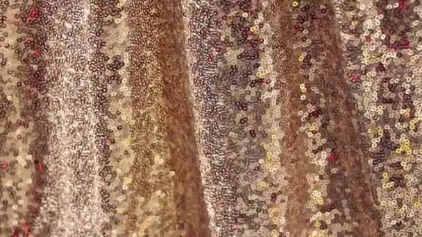 Altın Rengi Parlak Elbise Arka Planda Pullar Altın Pullu Kumaş — Stok video