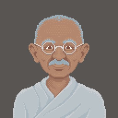 Mahatma Gandhi Pixel Art Illustration clipart