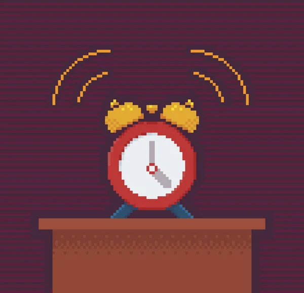 Alarm Clock Pixel Art Illustration — Stock Vector