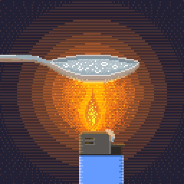 Sintesi di Crack Cocaine Pixel Art Illustrazione — Vettoriale Stock