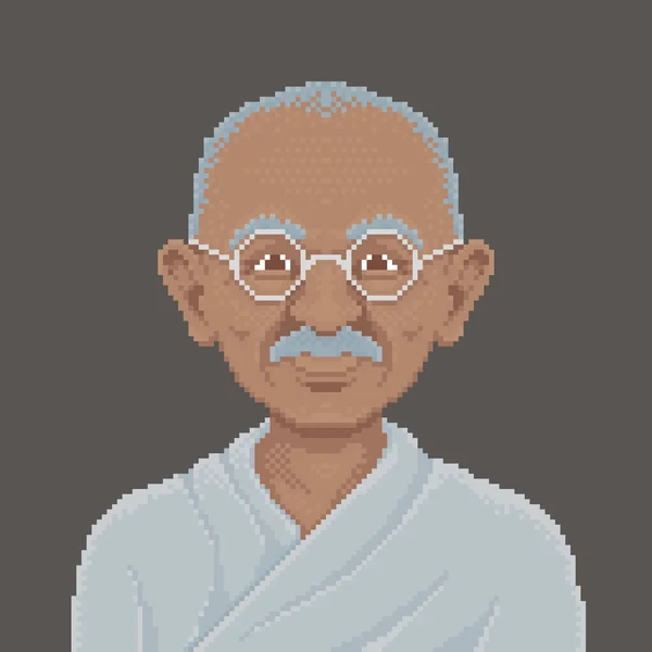 Mahatma Gandhi Pixel Art Illustration — Stock Vector