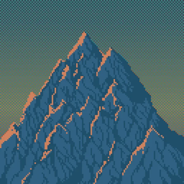 Montagna all'alba - Pixel Art Illustration — Vettoriale Stock