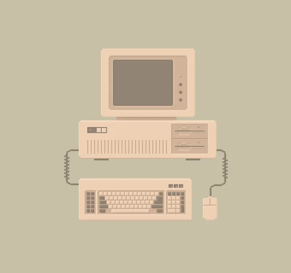 Retro PC Pixel Arte Ilustración — Archivo Imágenes Vectoriales